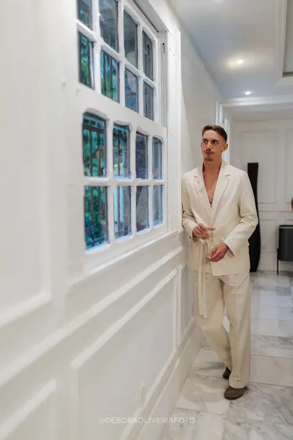 Kimi e Rodrigo antes da cerimônia na Villa Cecília